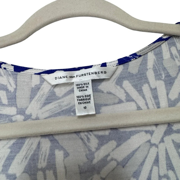 DVF Kye Paint Stroke Silk Jersey Knit Wrap Dress Blue Wrap Dress Small Sz 10 Tag - Picture 6 of 12